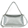 Weave Metallic Suede Leather Crossbody Bag
