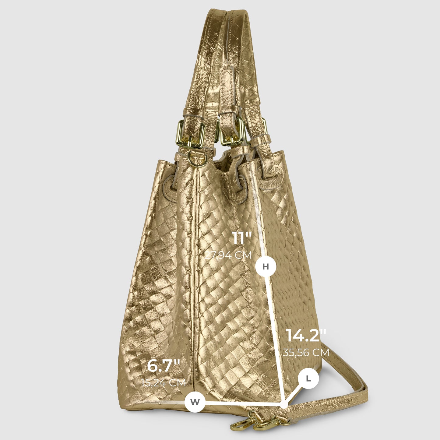 Italian Genuine Weave Metallic Suede Top-Handle Bag 112615