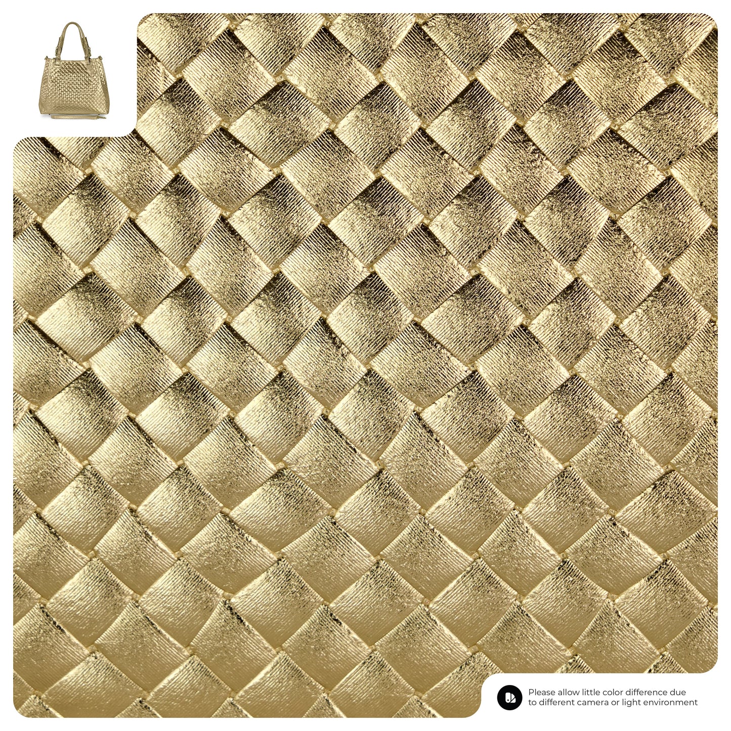 Italian Genuine Weave Metallic Suede Top-Handle Bag 112615