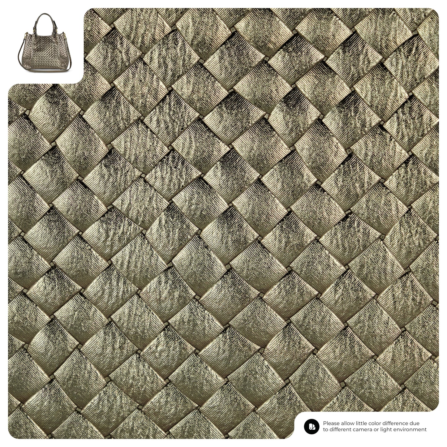 Italian Genuine Weave Metallic Suede Top-Handle Bag 112615