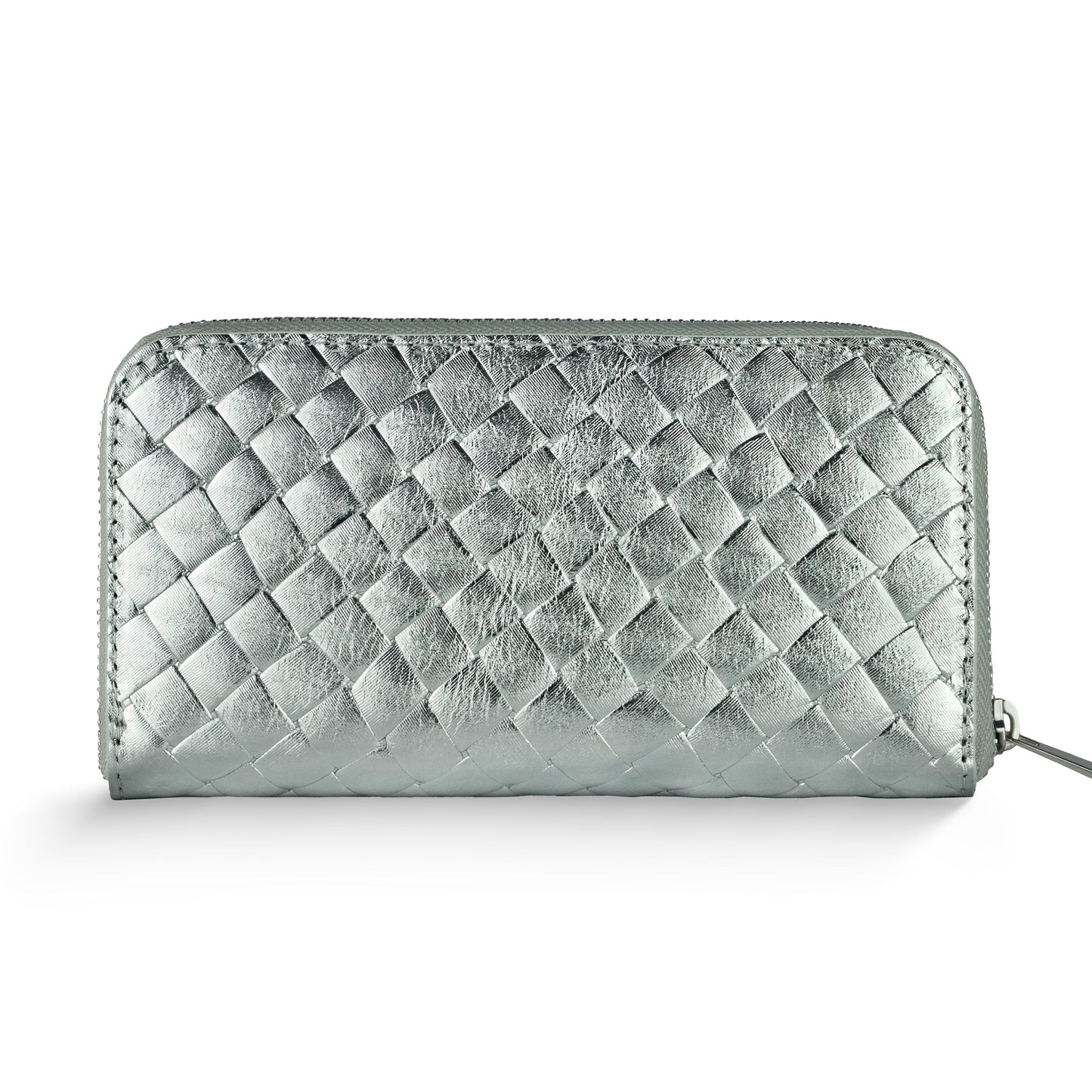 Italian Genuine Woven-Embossed Metallic Suede Wallet | Trento