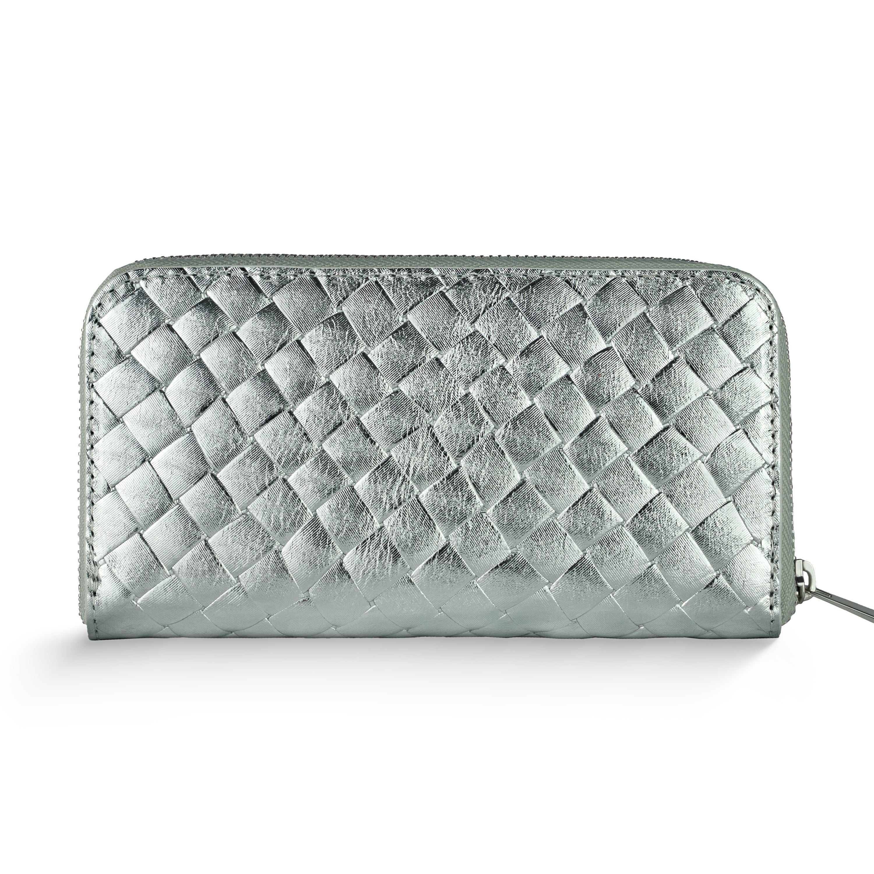 Weave Metallic Suede Leather Wallet
