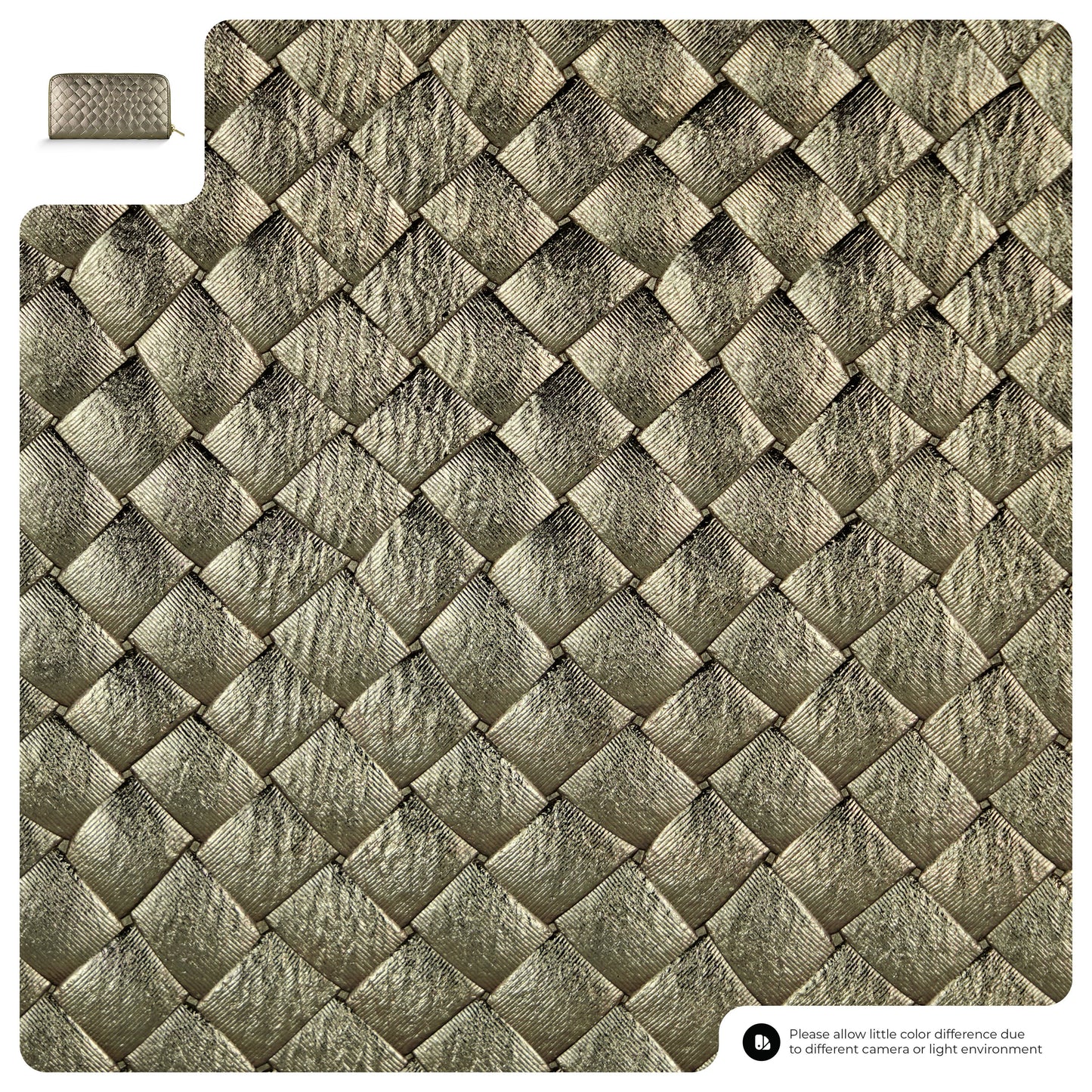 Italian Genuine Woven-Embossed Metallic Suede Wallet | Trento