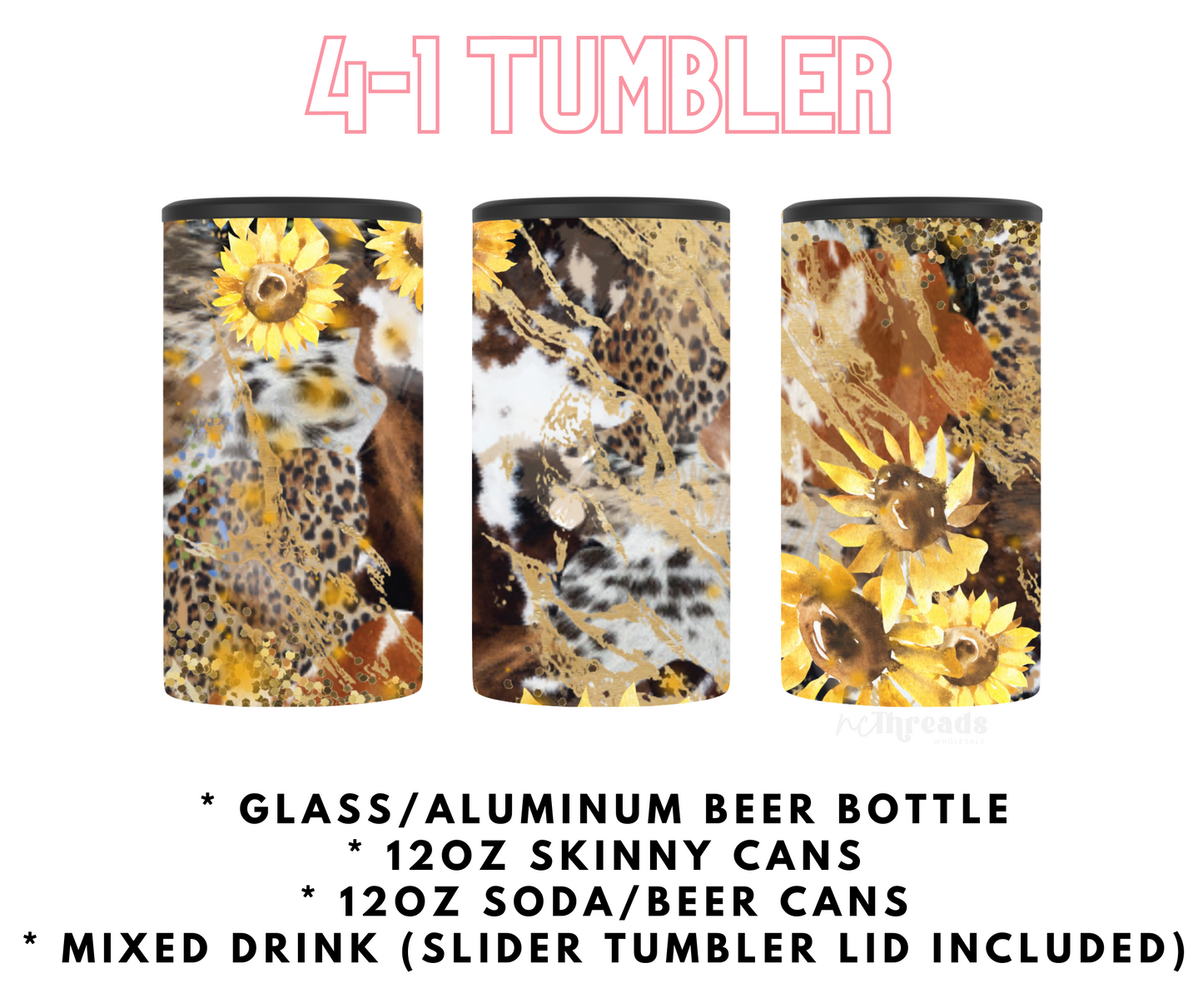 Sunflower/Cow- 4-1 Tumbler