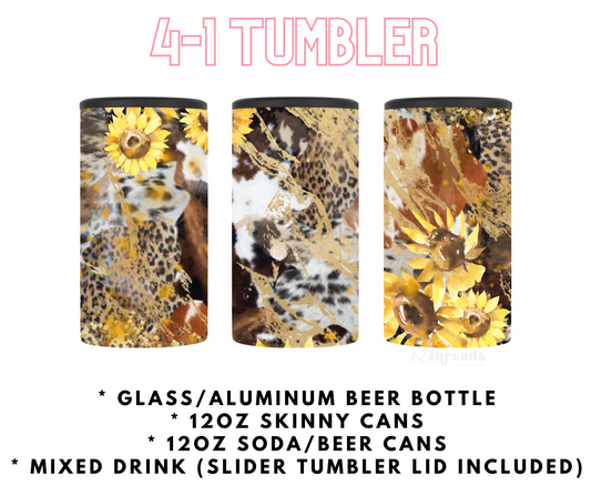 Sunflower/Cow- 4-1 Tumbler