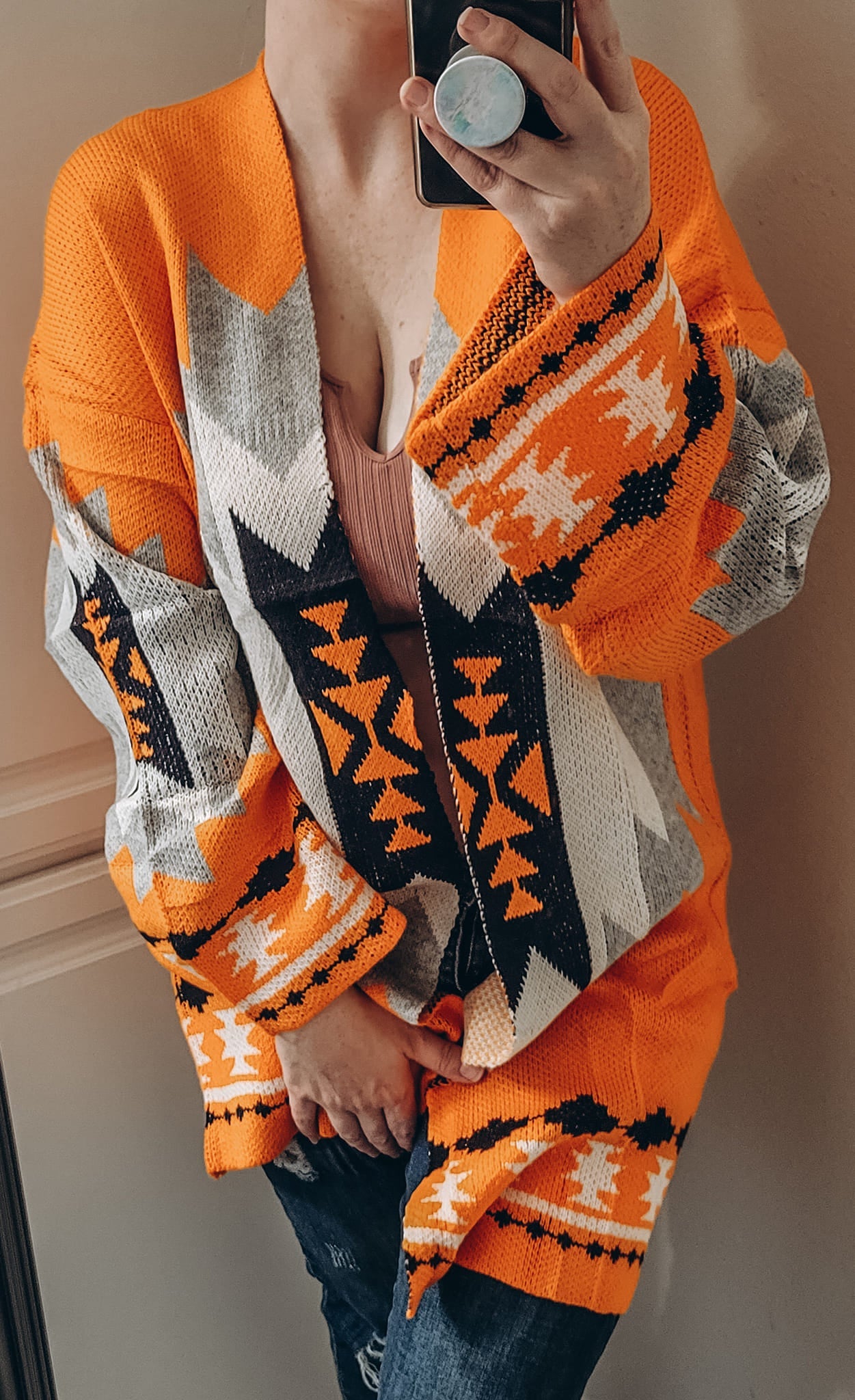 Orange Pattern Cardigan Preorder
