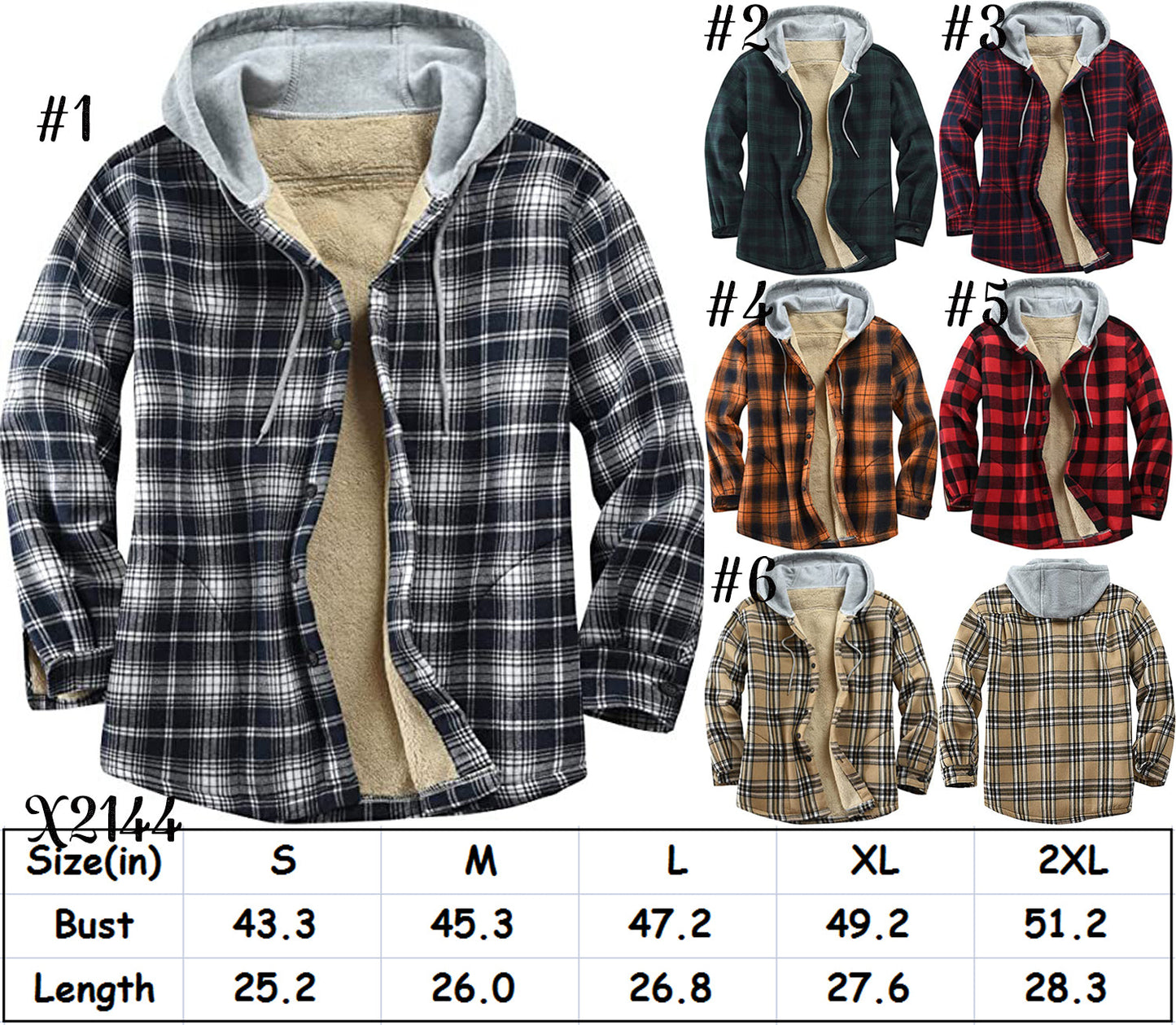 Men's Hooded Lined Plaid Preorder