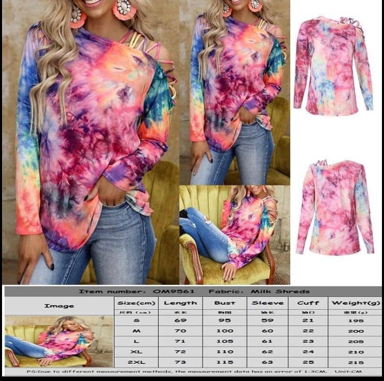Tie dye Strappy shoulder shirt RTS