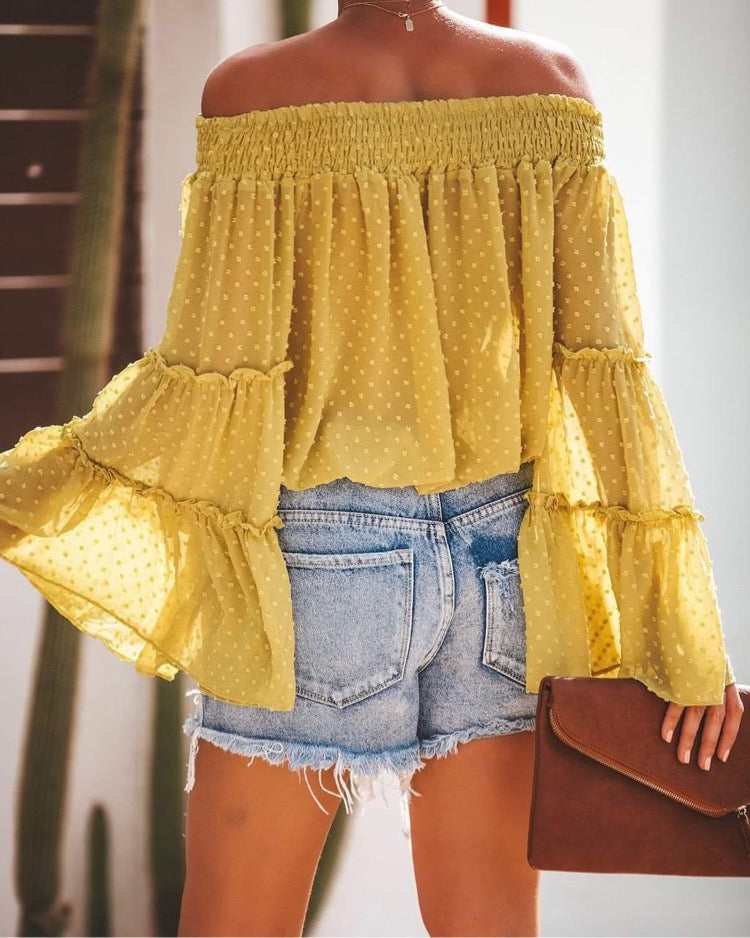 LANTERN SLEEVE CHIFFON TOP RTS