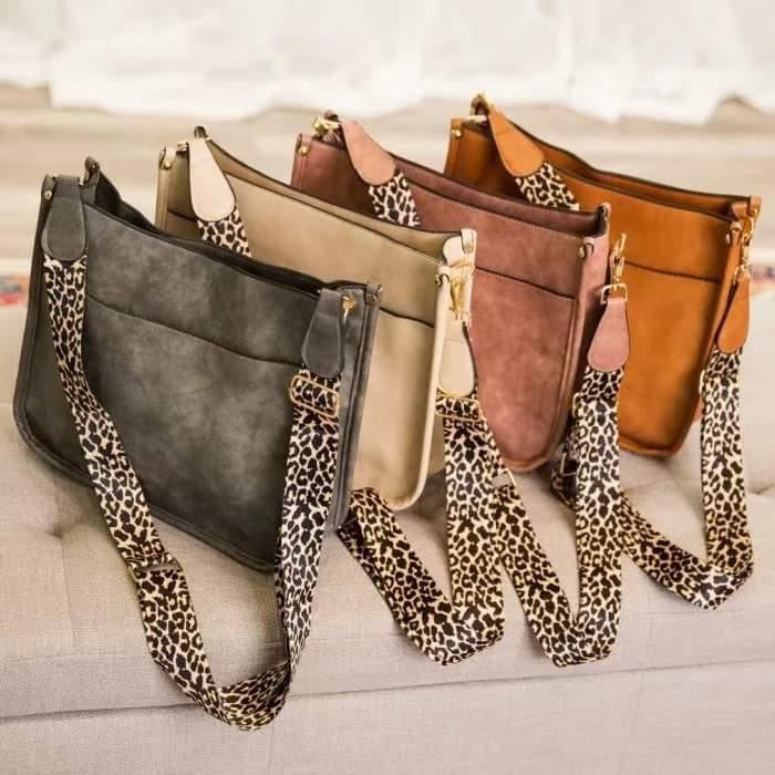 Leopard Strap Leather Crossbody Bags Purses RTS