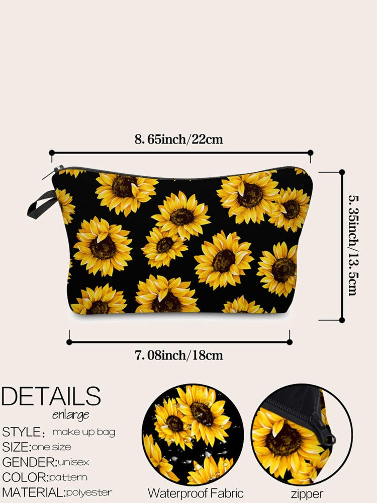 Sunflower Leopard Cow Makeup Cosmetic Bags RTS