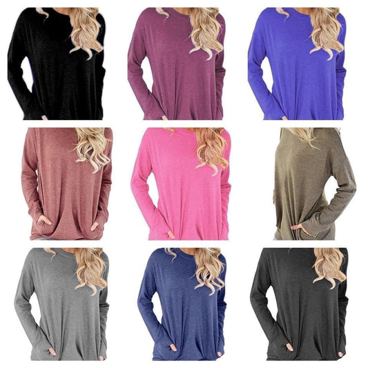 Women’s Basic Long Sleeve Pocket Tees RTS