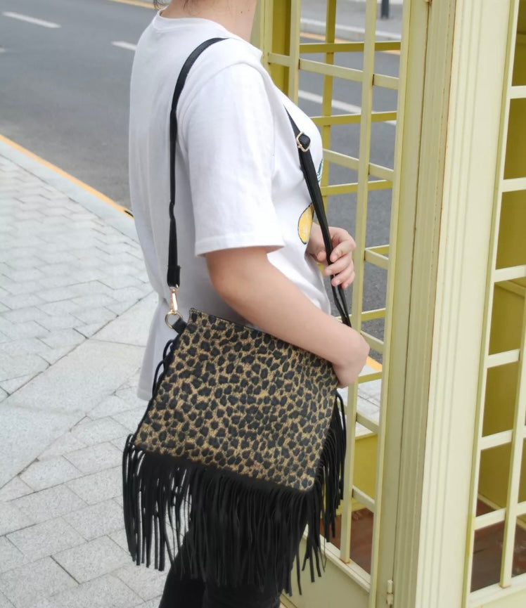 LEOPARD FRINGE BAGS RTS