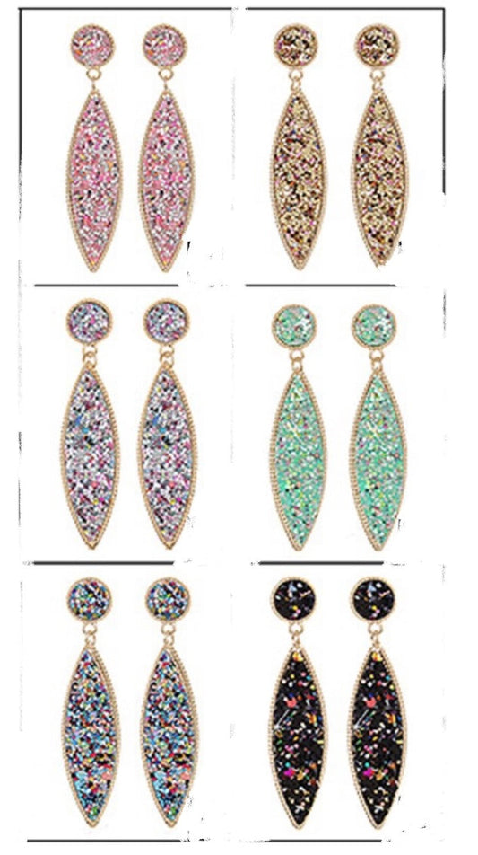 GLITTER DANGLE EARRINGS RTS