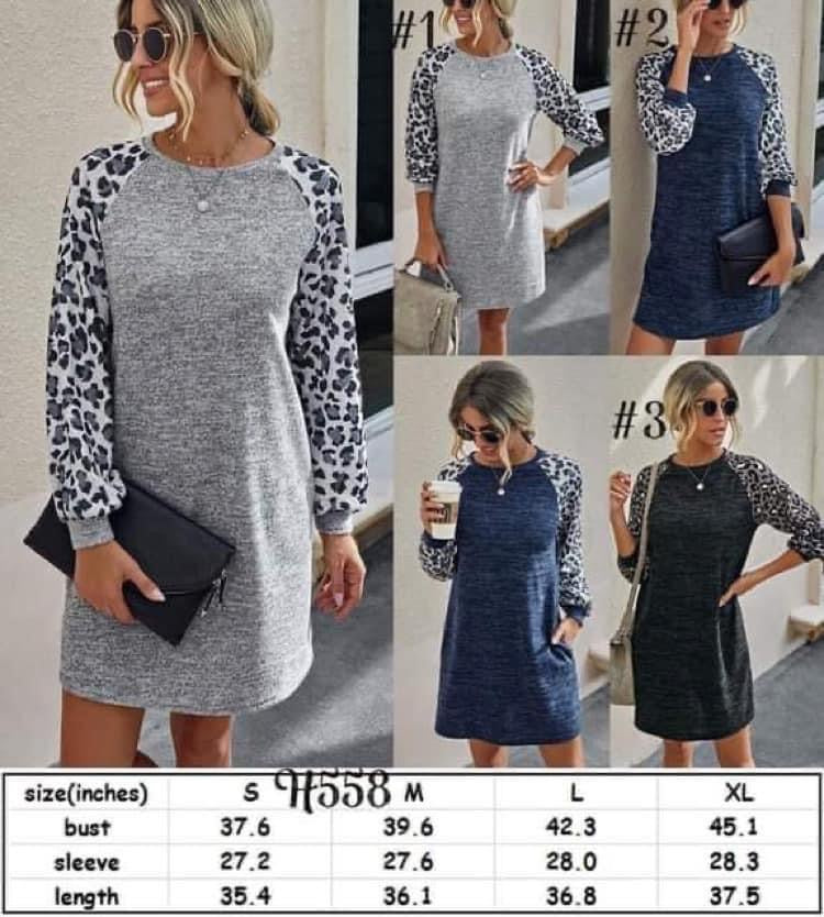 Leopard Sleeve Sweatshirt Dress RTS