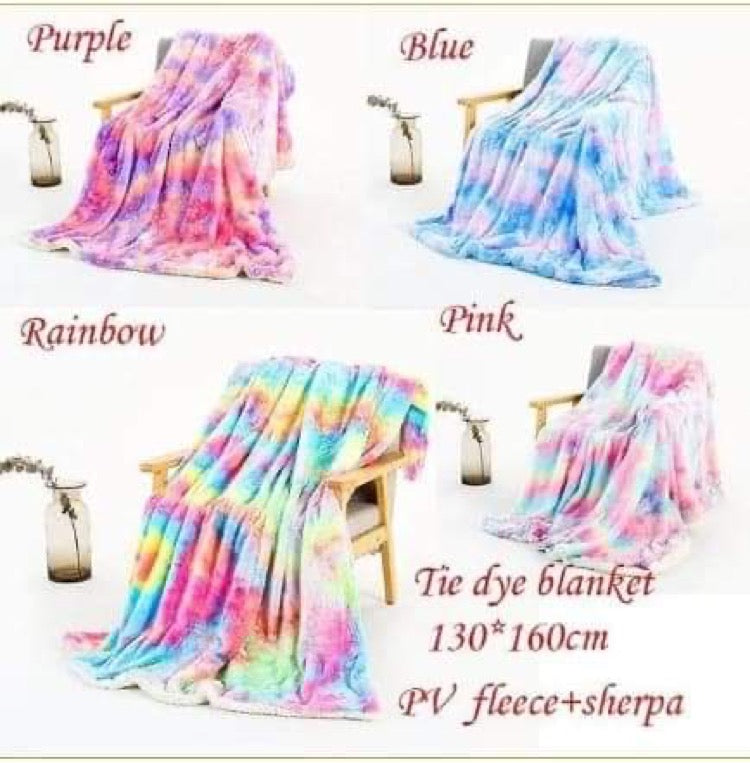 Tie dye Sherpa blankets RTS