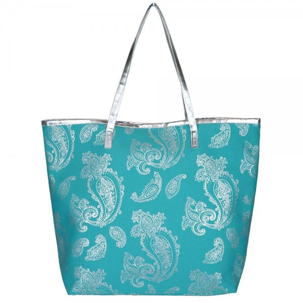 Metallic Paisley Print Tote Bags RTS