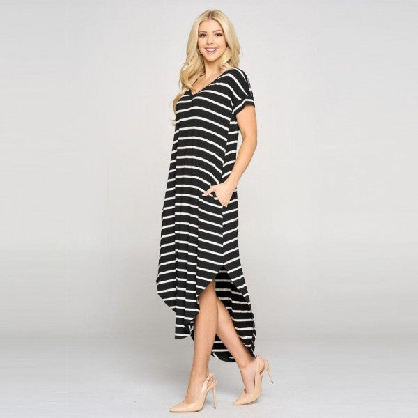 STRIPED MAXI DRESS POCKETS RTS