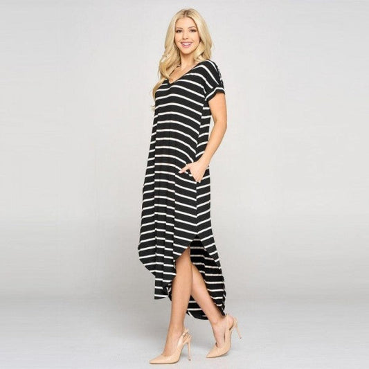 STRIPED MAXI DRESS POCKETS RTS