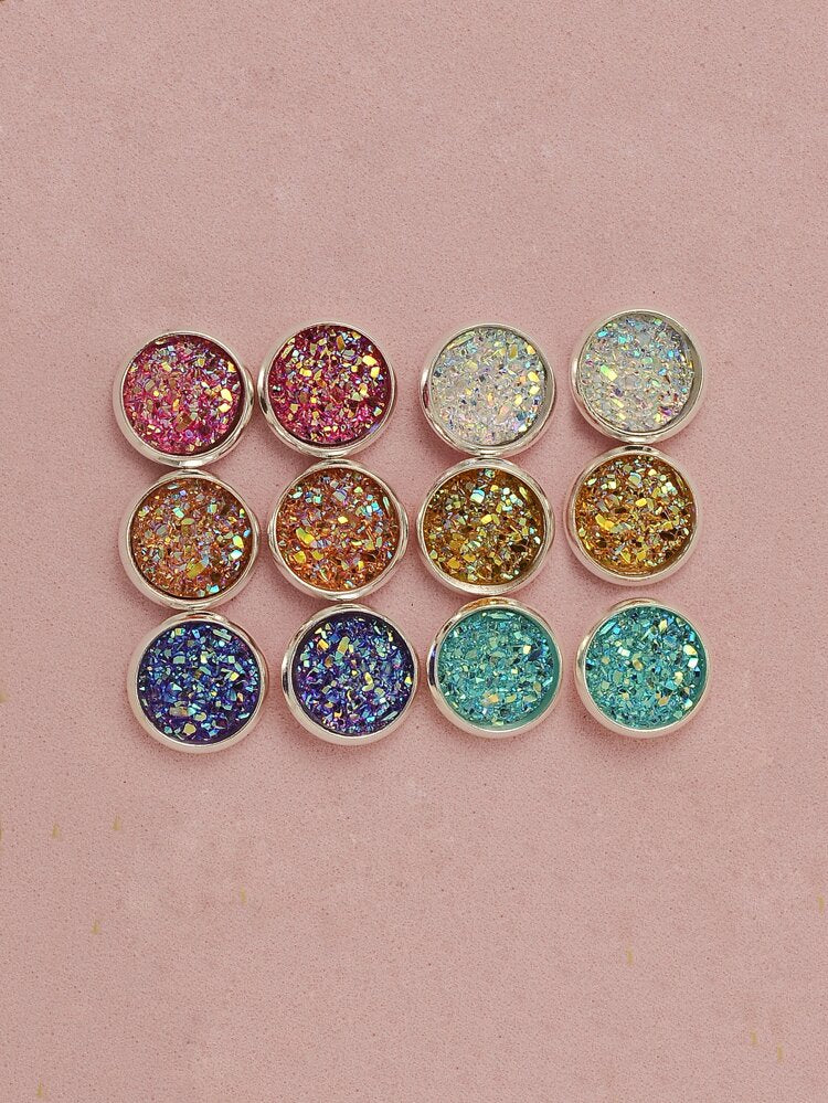 Druzy Stud Earring Cards 6 Pairs RTS
