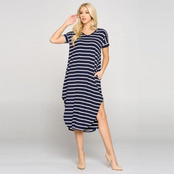 STRIPED MAXI DRESS POCKETS RTS