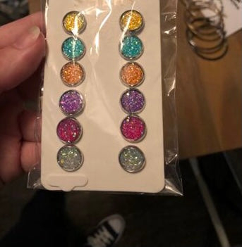 Druzy Stud Earring Cards 6 Pairs RTS Bee U-Nique Fashions
