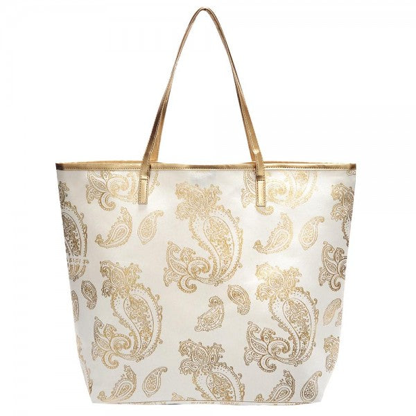 Metallic Paisley Print Tote Bags RTS