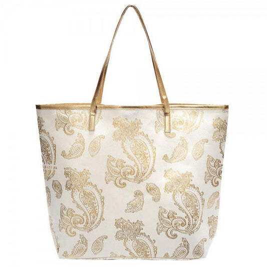 Metallic Paisley Print Tote Bags RTS