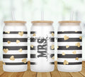 Gold Heart Stripe Personalized Glass Can