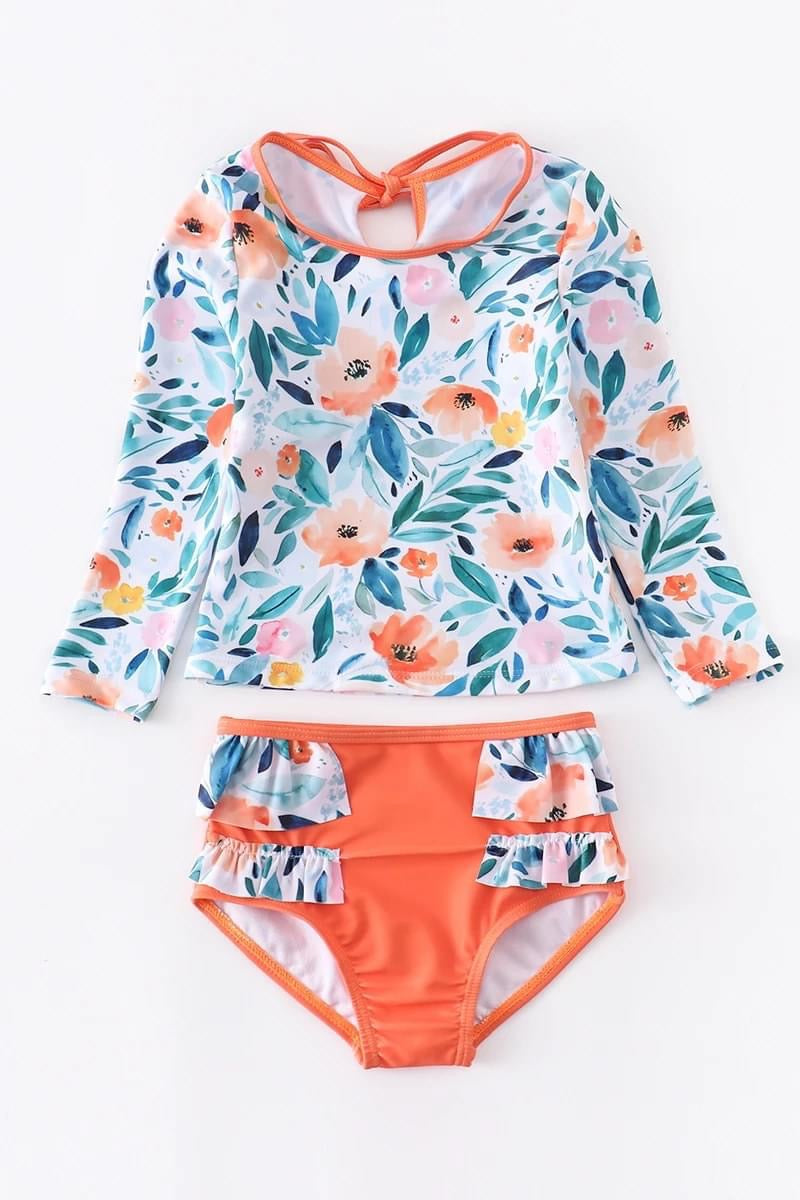 Peach Floral Swim Suit