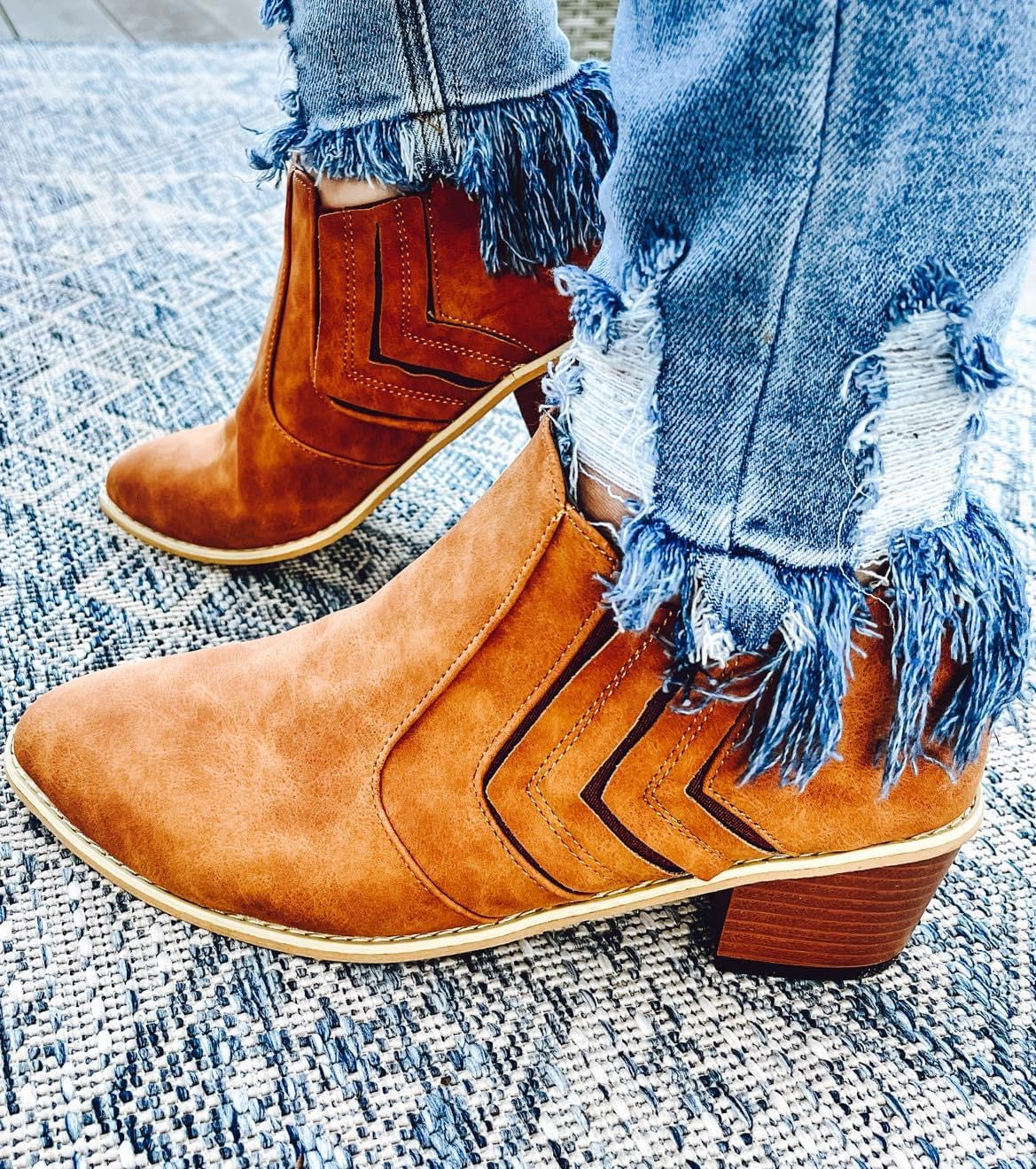 Leather slip on ankle Boots