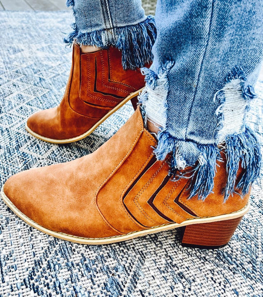 Leather slip on ankle Boots