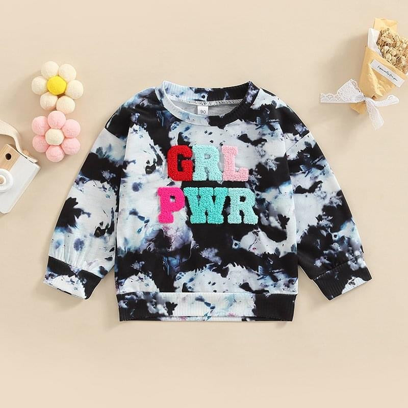 Girl Power Tie Dye Chenille Patch Sweatshirts