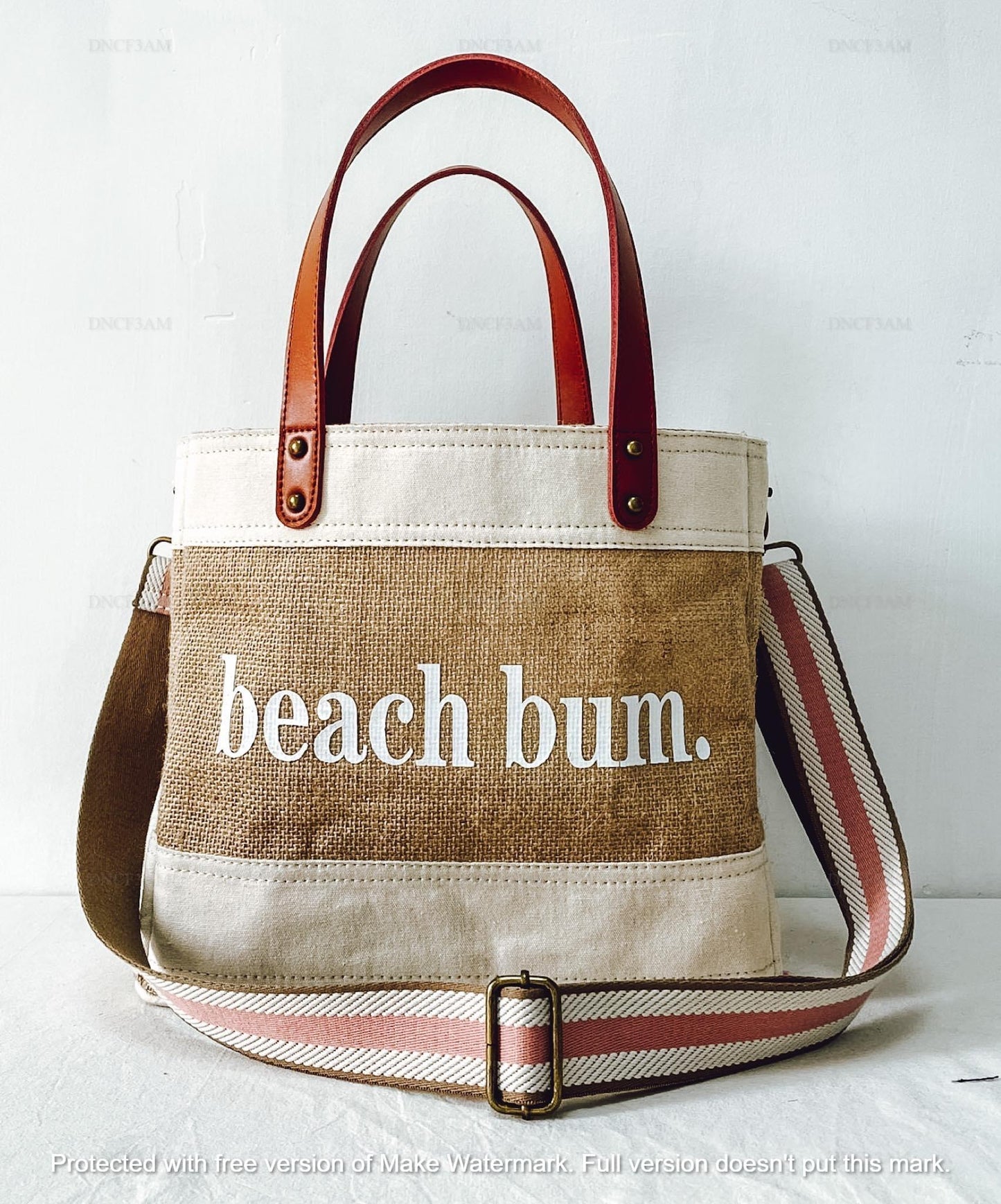 Jute and Vegan Leather Standing Tote