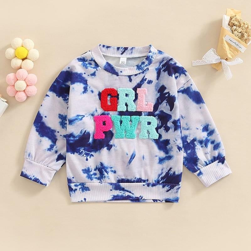 Girl Power Tie Dye Chenille Patch Sweatshirts