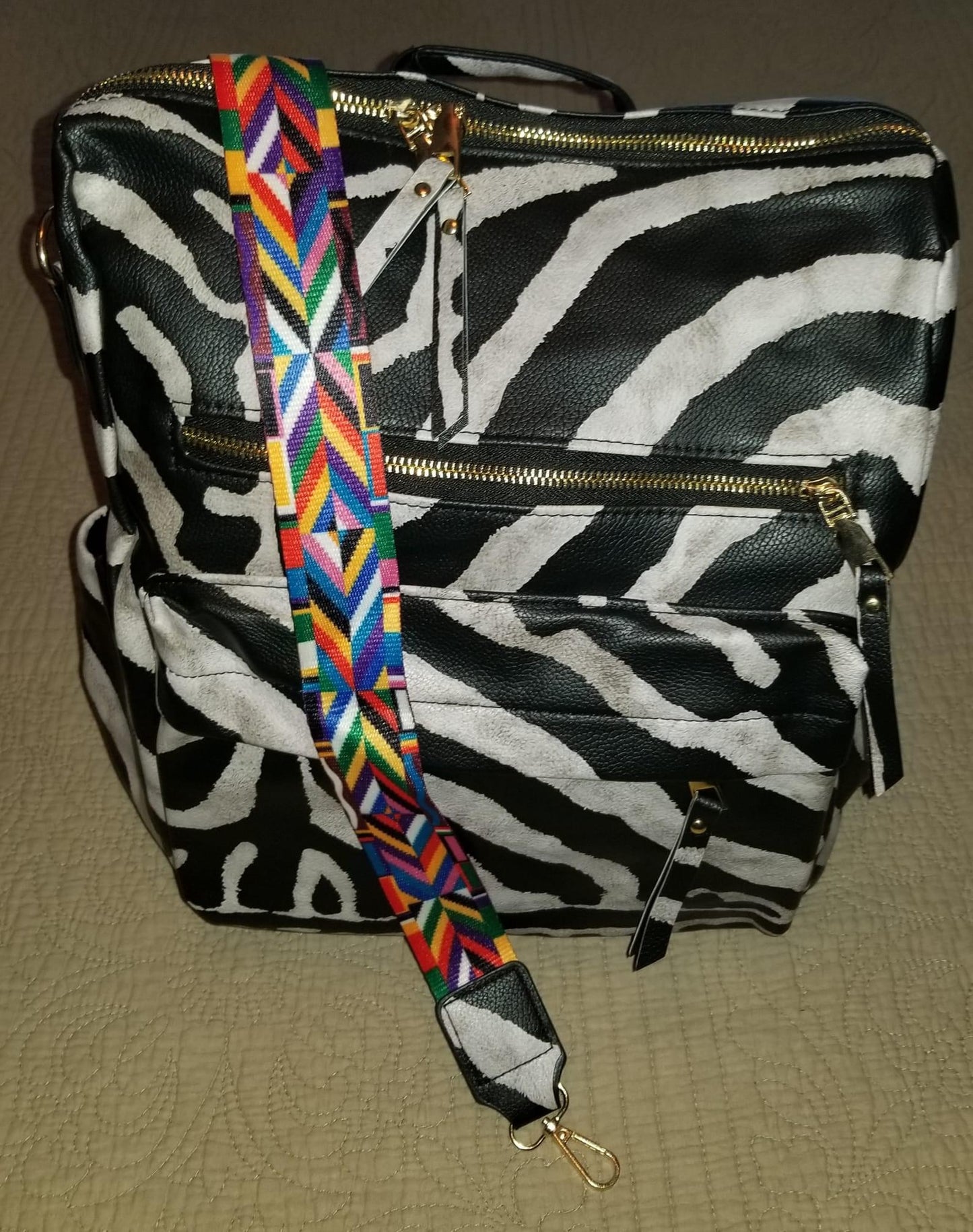 Zebra Backpack Purse