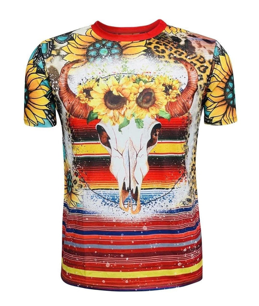 Serape Sunflower Skull Shirt
