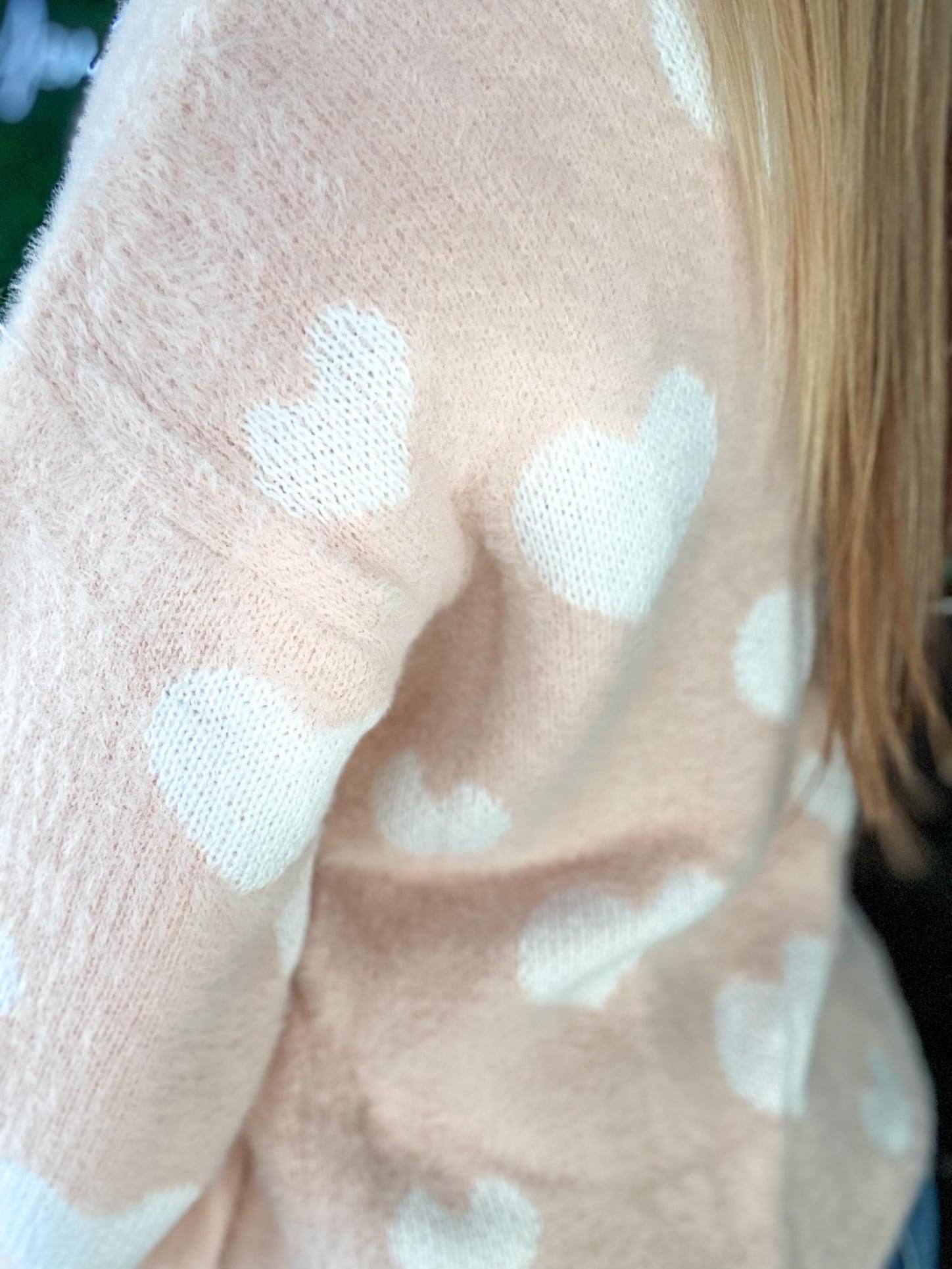 Faux Soft Heart Sweater