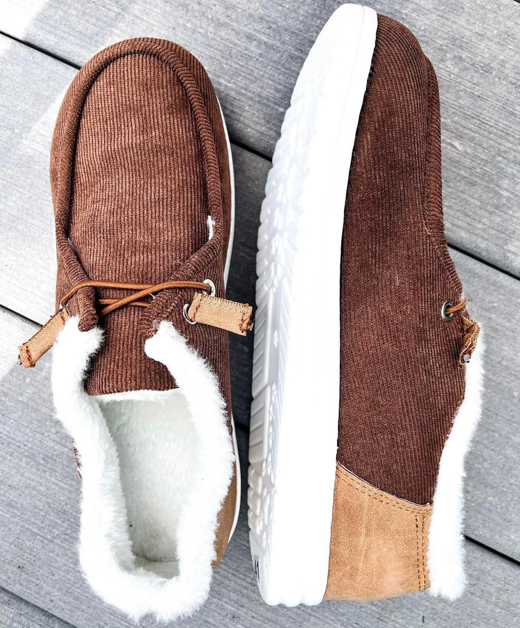 Corduroy Fleece Lined Slip Ons
