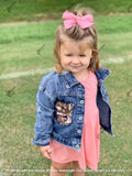 Denim Jacket Sequin or Leopard patch shacket