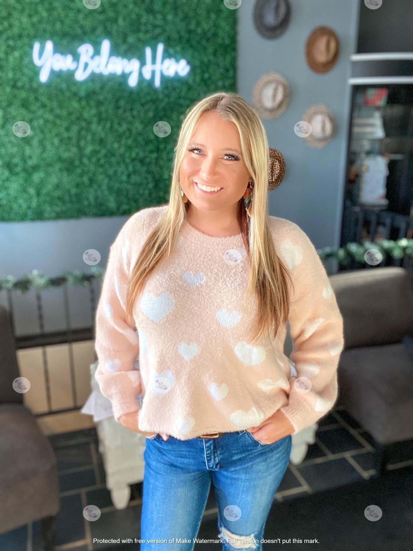Faux Soft Heart Sweater
