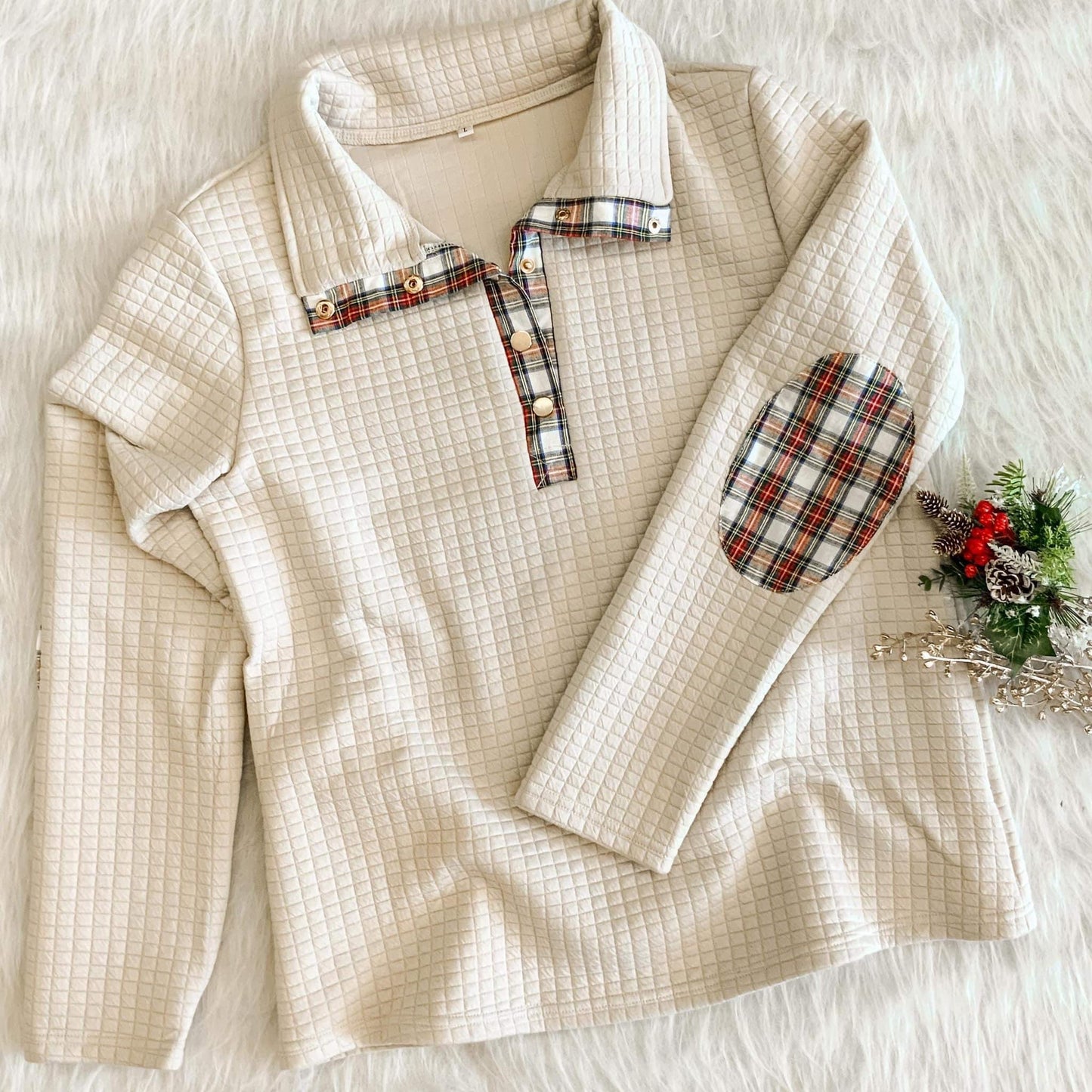 High Quality Quilted Elbow Patch Pullover