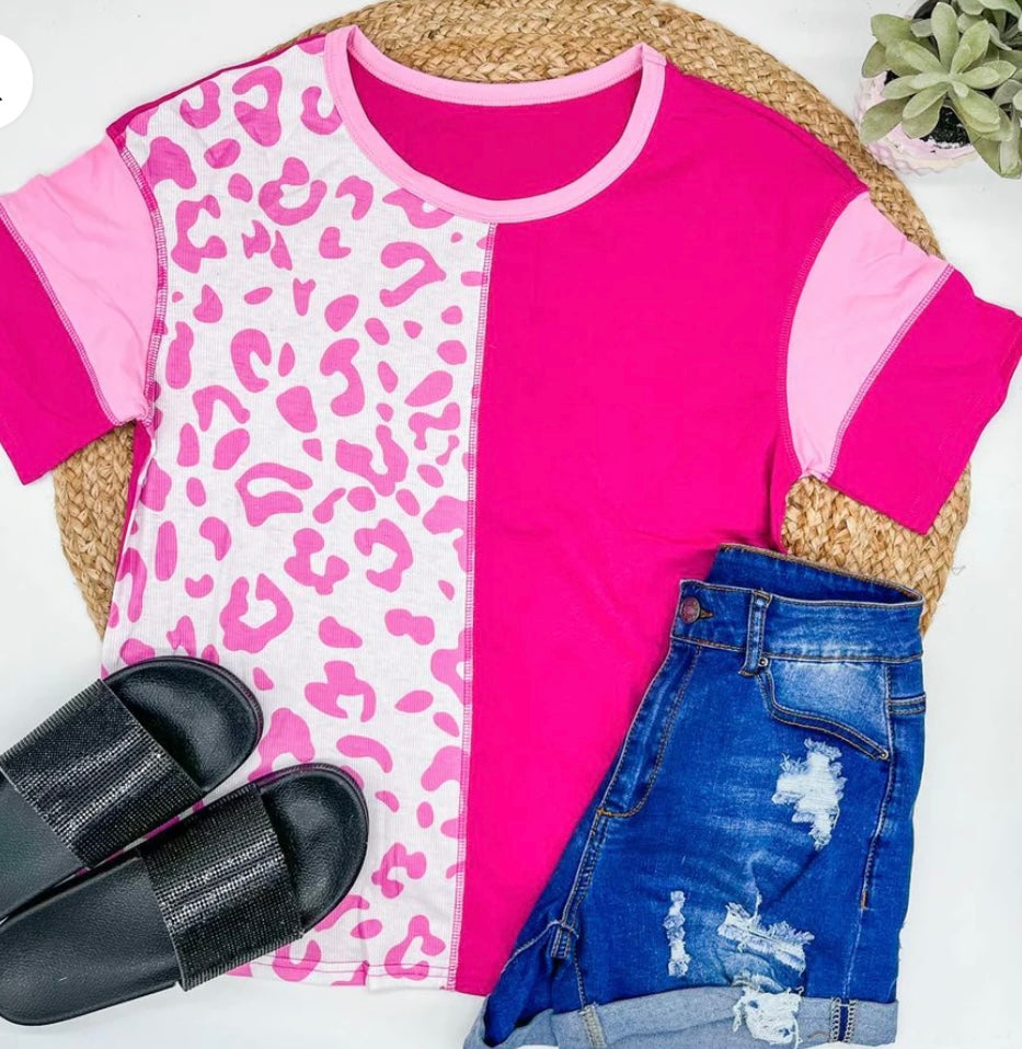 Leopard Hot Pink Colorblock