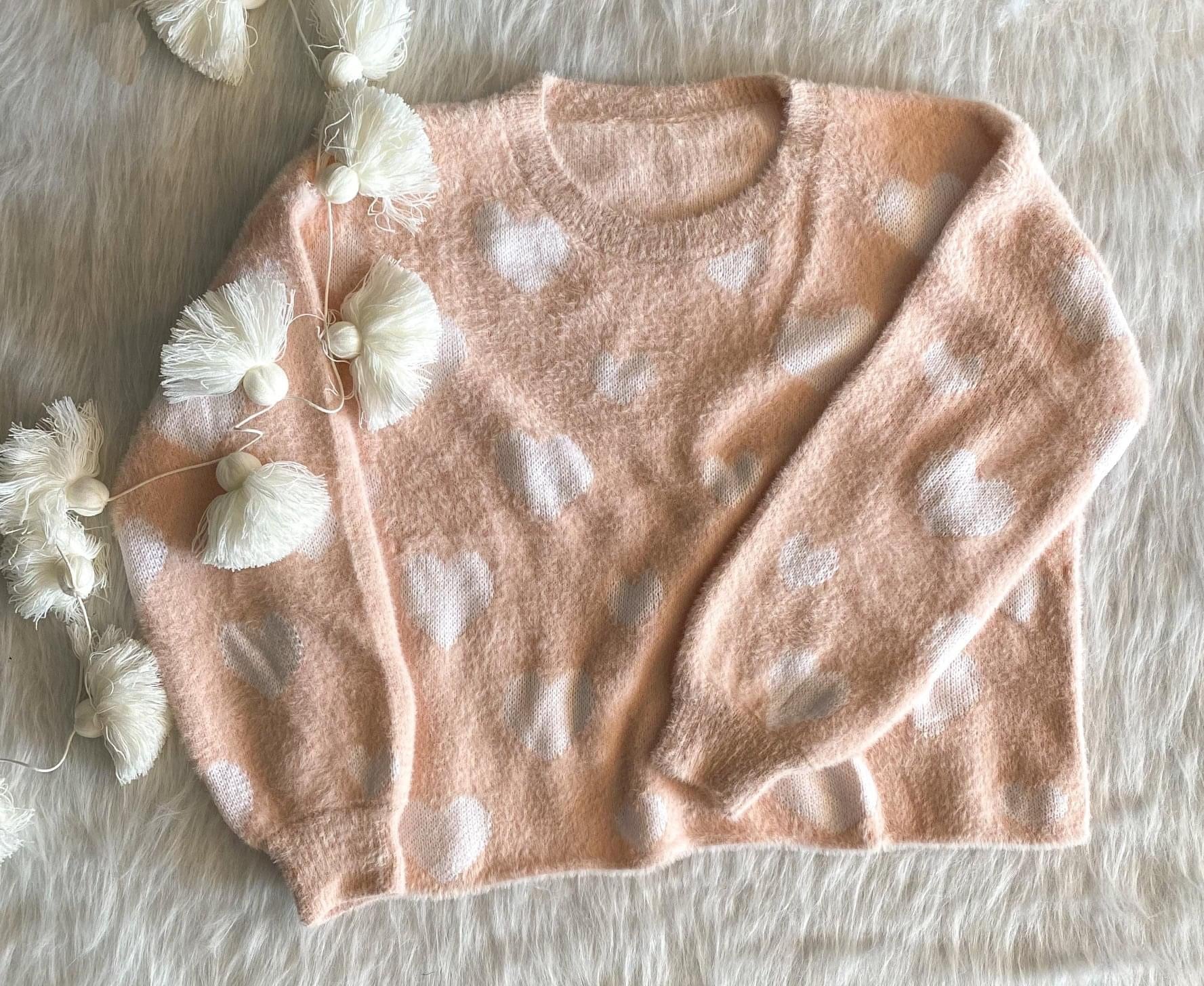 Faux Soft Heart Sweater