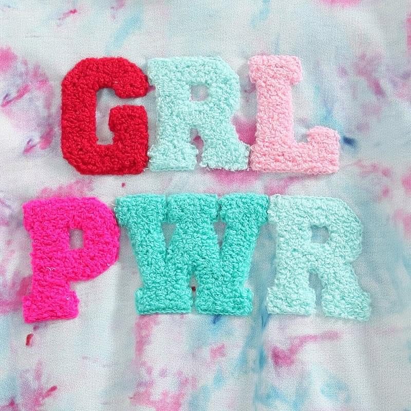 Girl Power Tie Dye Chenille Patch Sweatshirts