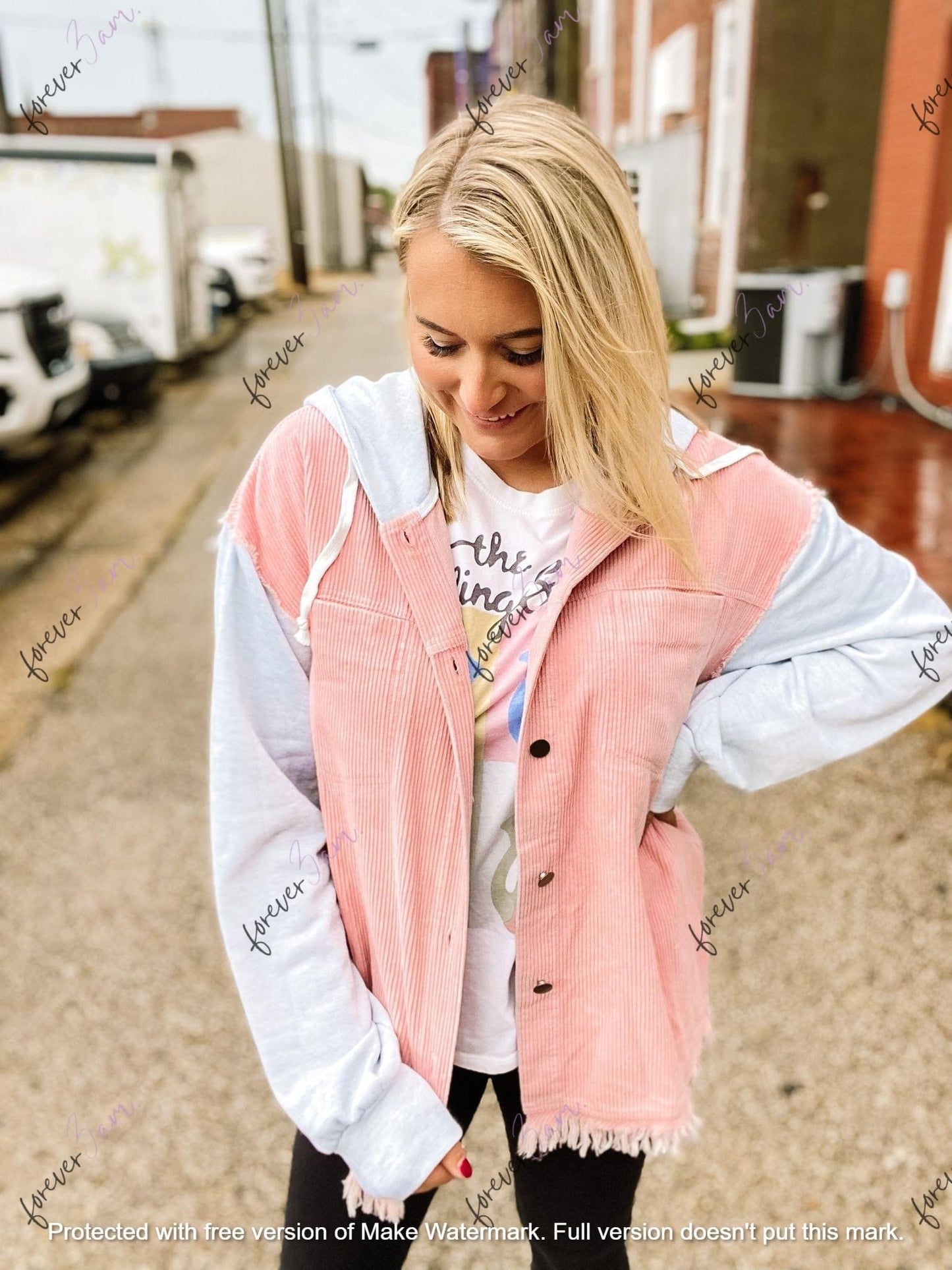 Hooded Frayed Super Soft Corded Shacket
