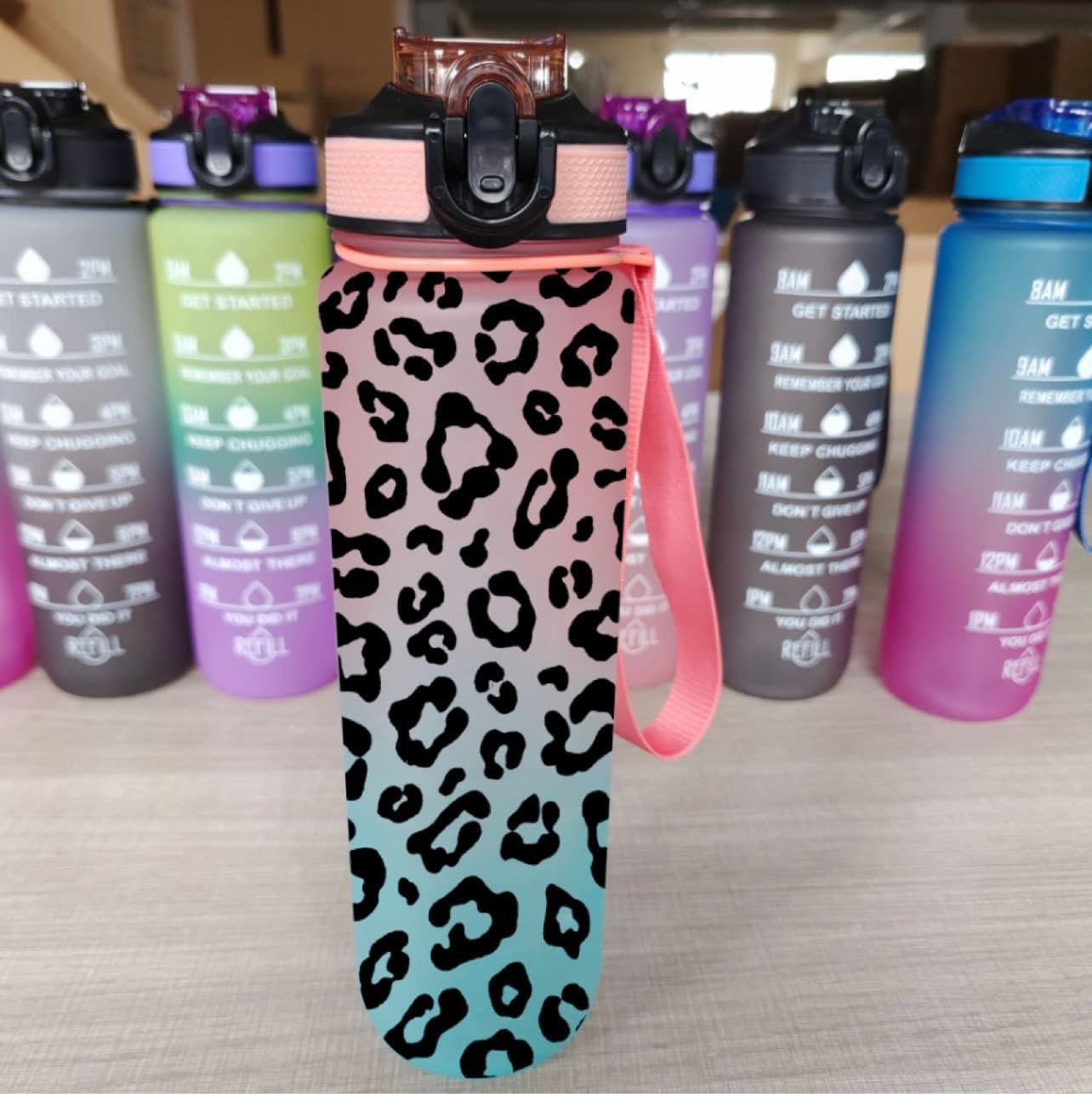 Leopard Print Ombre Water Bottles