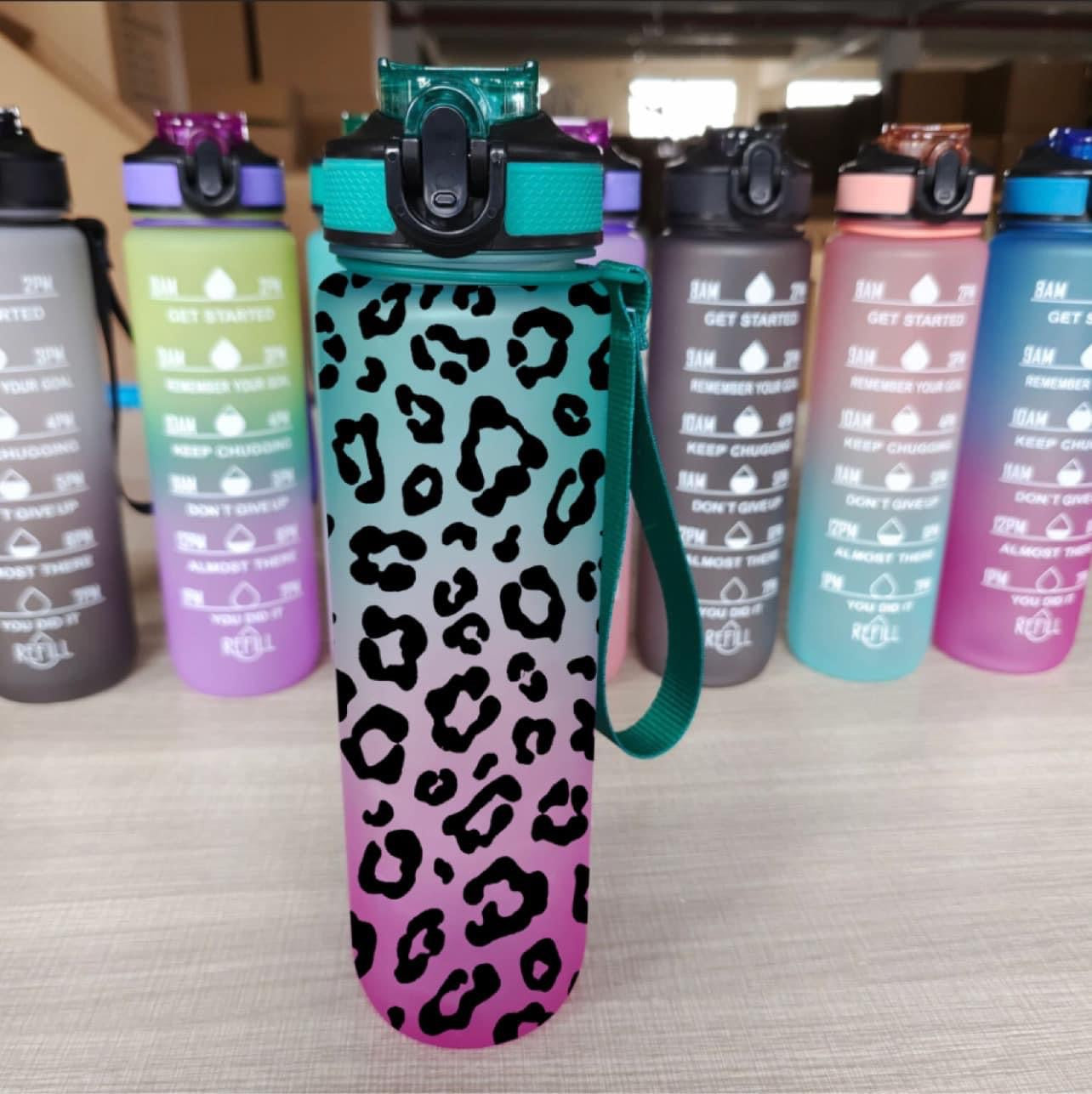 Leopard Print Ombre Water Bottles