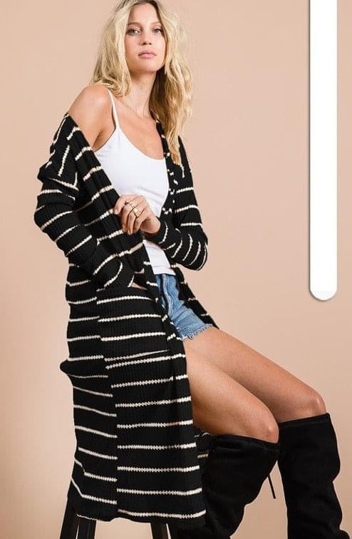Ribbed Long Pocket Cardis