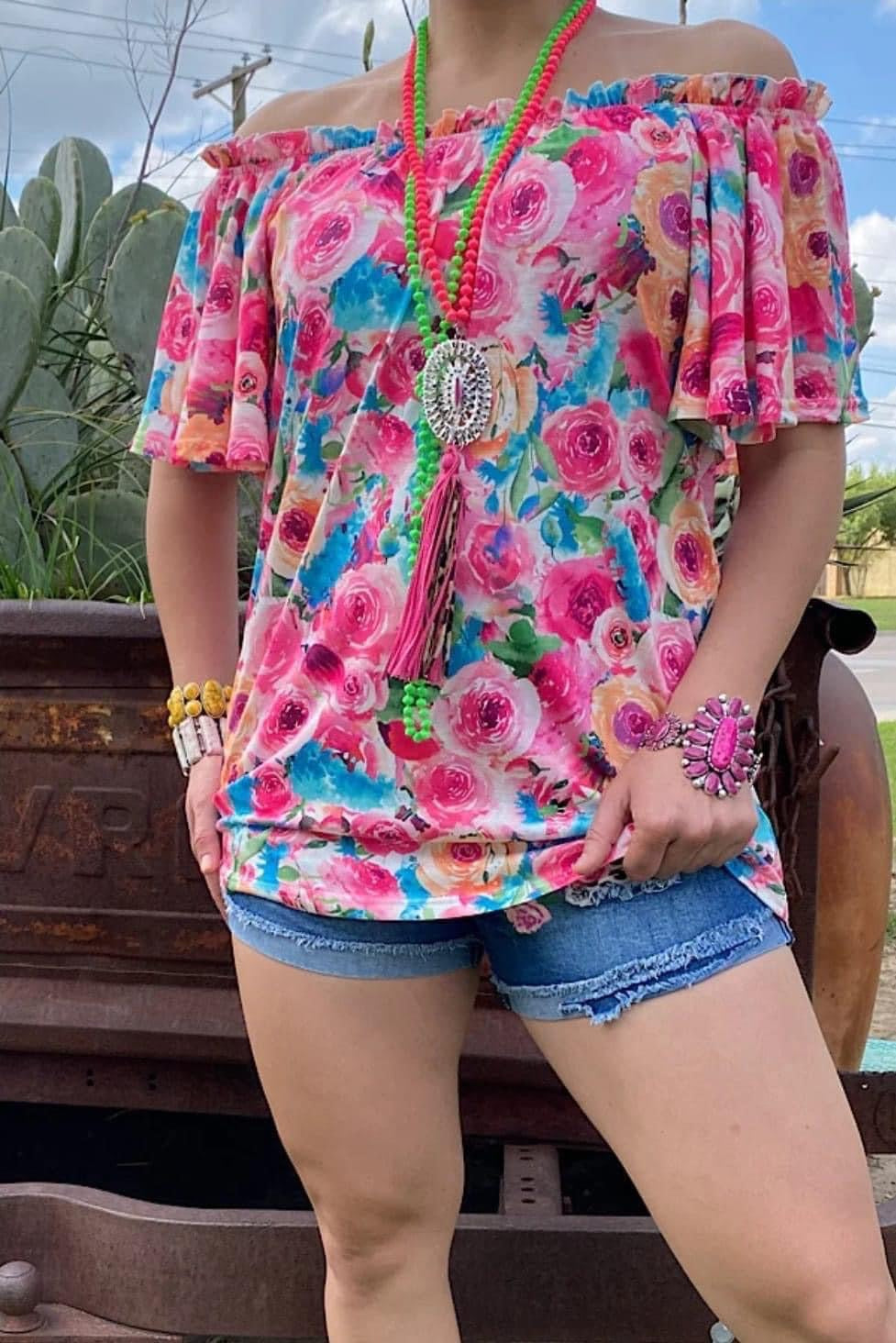 Rose Off Shoulder Top